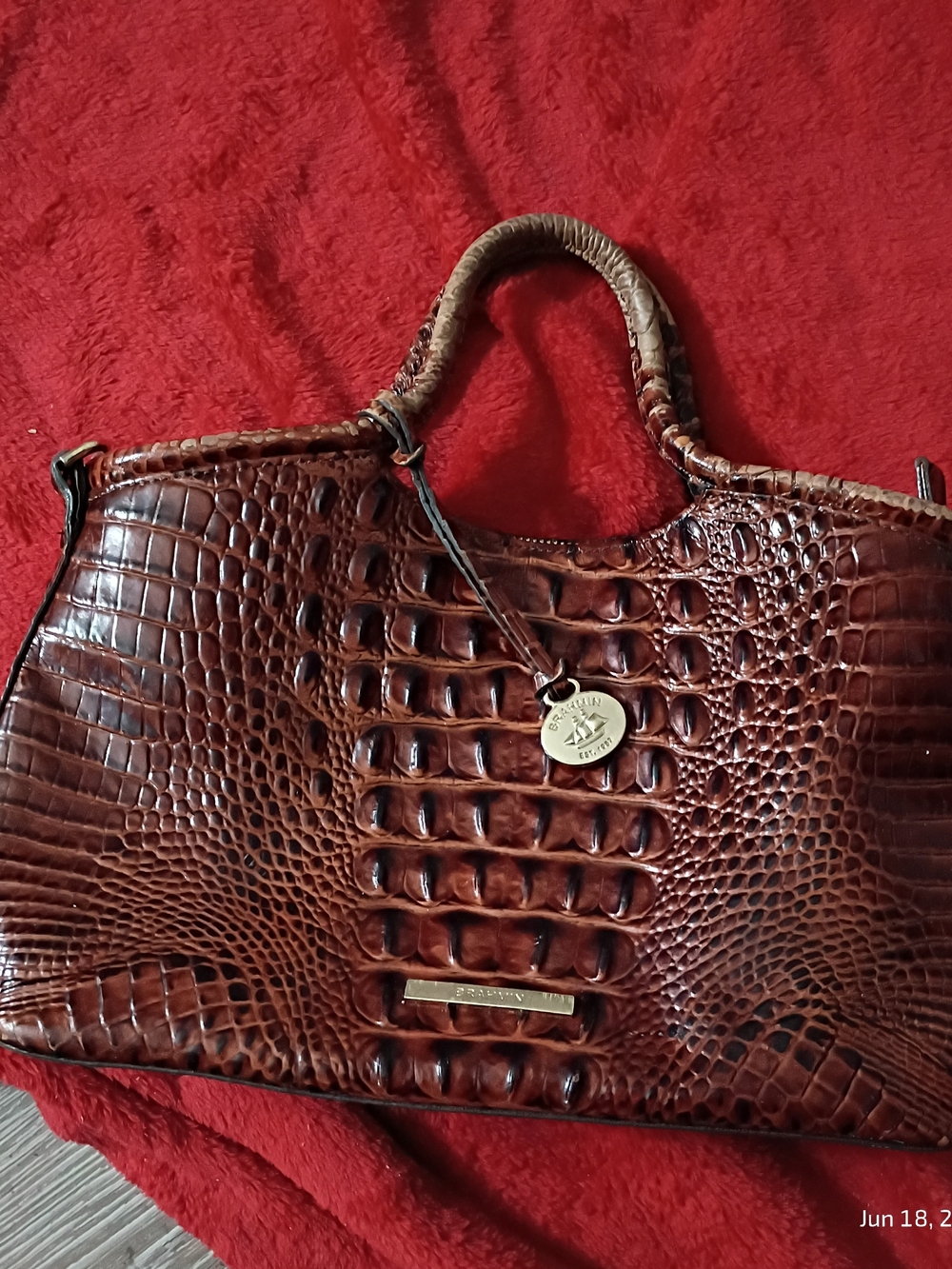 Brahmin Elaine Satchell Croc-Embossed Leather Satchel